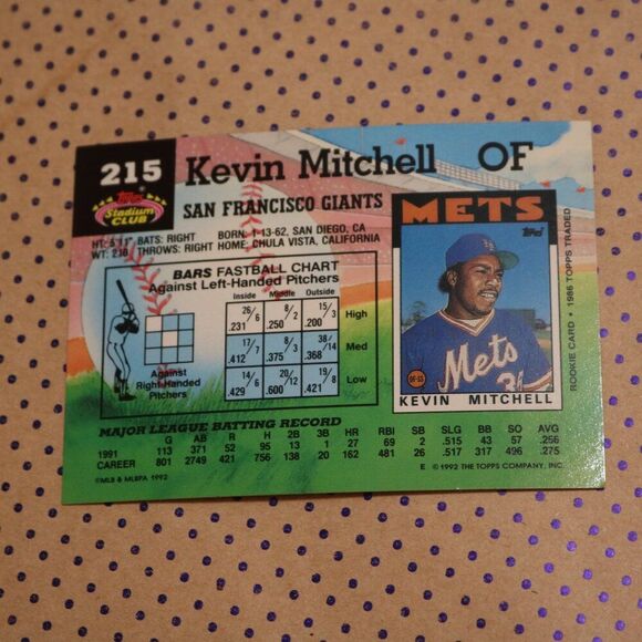 Kevin Mitchell #215 Baseball Card - Picture 2 of 2
